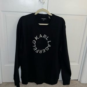 Karl Lagerfeld Silver Circle Logo Black Long Sleeve Sweatshirt